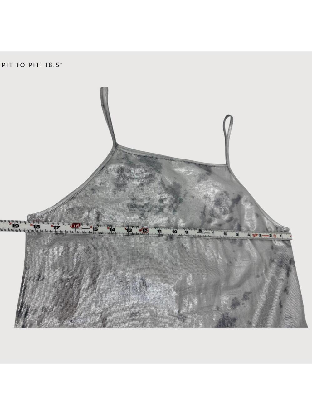 Norblack Norwhite Metallic Slip Dress Silver M - Picture 6 of 9